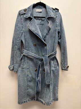 Stoosh Y2K Vintage Denim Trench Coat Size Medium